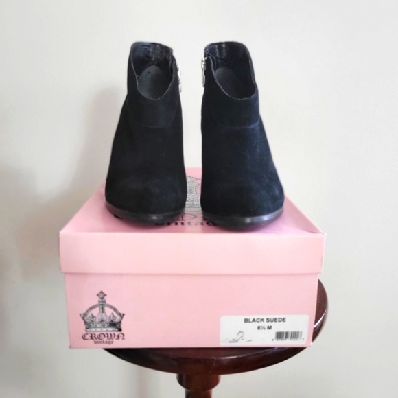 Stack-heeled, Suede Booties - Picture 7 of 7